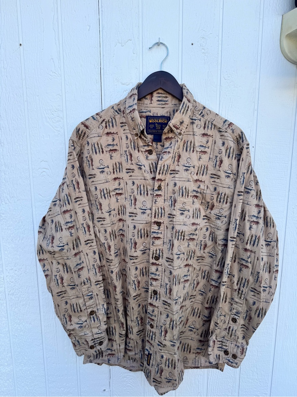Woolrich Tan Fish Print Button Shirt